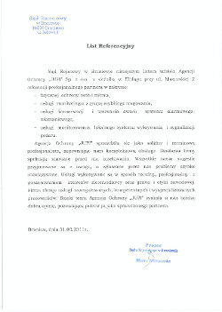 Referencja Sąd Rejonowy Braniewo dla JUPI Elbląg